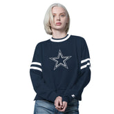 Dallas Cowboys Starter Women's Rally Drop Shoulder Cropped Sweatshirt - Navy discount