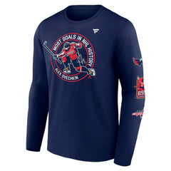 Alexander Ovechkin Washington Capitals Fanatics NHL All-Time Leading Goal Scorer Badges Long Sleeve T-Shirt Athletic Navy