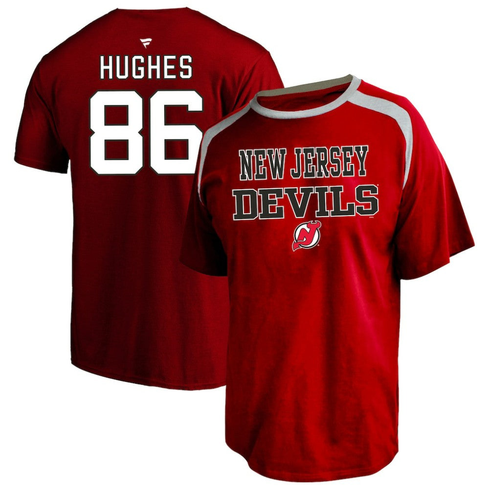 Jack Hughes New Jersey Devils Fanatics Women's Plus Size Name & Number Scoop Neck T-Shirt Red