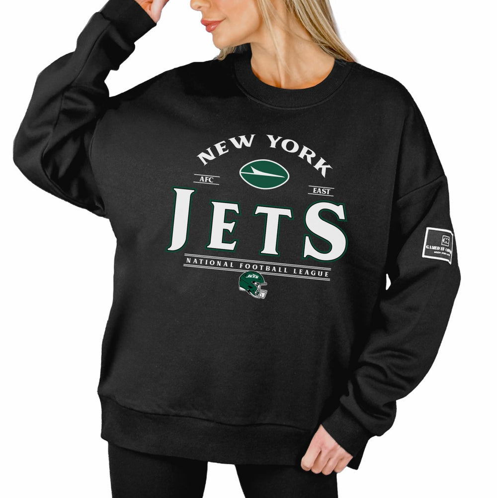 New York Jets Gameday Couture Women's Oversized Players Only Black Label Pullover Sweatshirt - Black sale