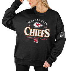 Kansas City Chiefs Gameday Couture Women's Oversized Players Only Black Label Pullover Sweatshirt - Black on sale