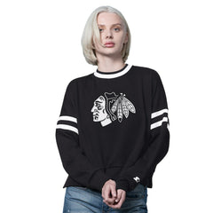 Chicago Blackhawks Starter Women's Rally Fleece Cropped Sweatshirt Black