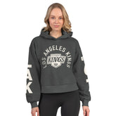 Los Angeles Kings Starter Women's Star Player Cropped Fleece Hoodie Heather Charcoal