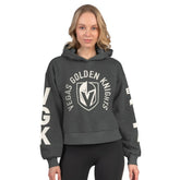Vegas Golden Knights Starter Women's Star Player Cropped Fleece Hoodie Heather Charcoal