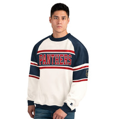 Florida Panthers Starter Male Adult Defense Fleece Crewneck Sweatshirt White