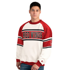 Detroit Red Wings Starter Male Adult Defense Fleece Crewneck Sweatshirt White