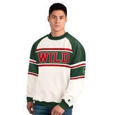 Minnesota Wild Starter Male Adult Defense Fleece Crewneck Sweatshirt White