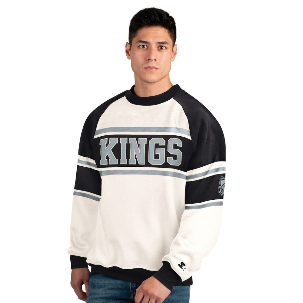 Los Angeles Kings Starter Male Adult Defense Fleece Crewneck Sweatshirt White