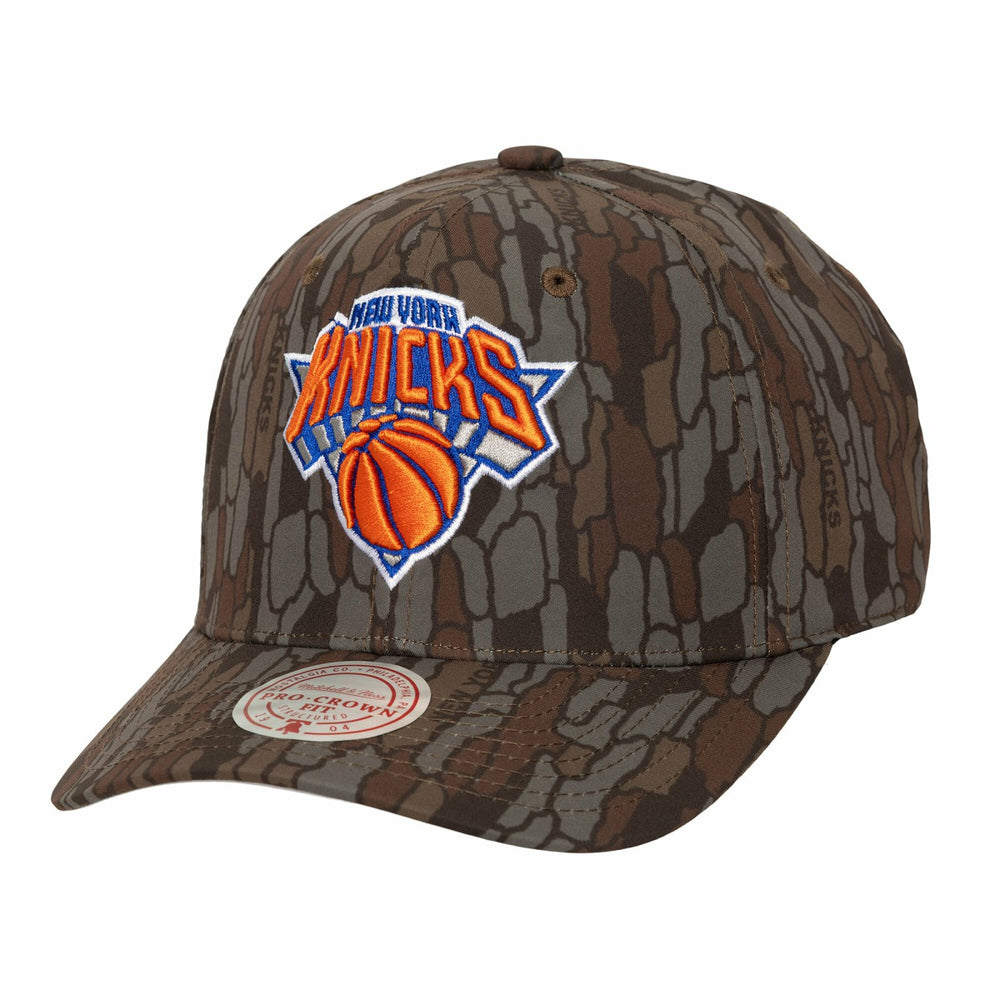 New York Knicks Hidden Pro-Crown Adjustable Hat - Camo | Mitchell & Ness for sale