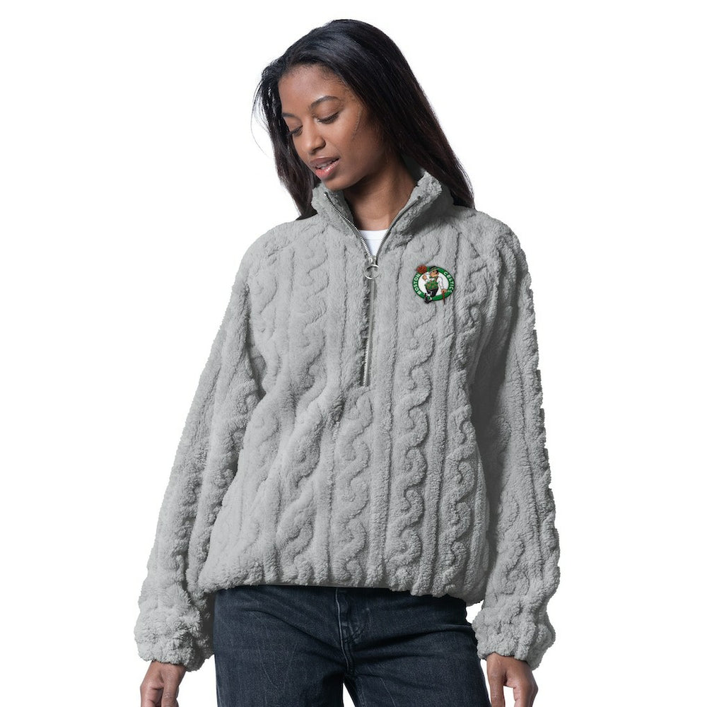 Boston Celtics G-III 4Her by Carl Banks Women's Champ Half-Zip Pullover - Gray shop