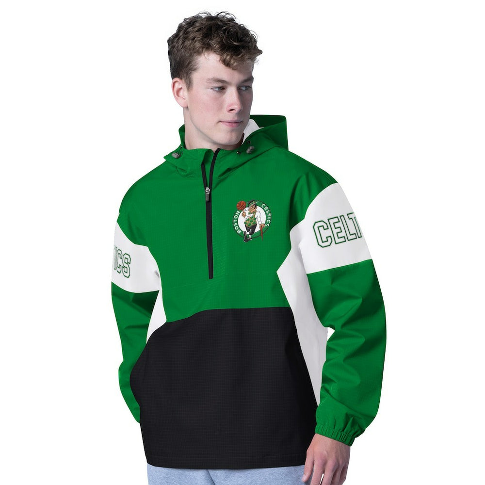 Boston Celtics G-III Sports by Carl Banks Tailgate Half-Zip Hoodie - Kelly Green/Black cheap