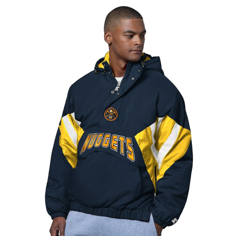 Denver Nuggets Starter The Line Up Oxford Crinkle Half-Zip Hooded Jacket sale - Navy for sale
