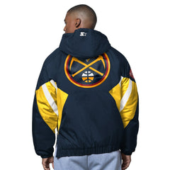 Denver Nuggets Starter The Line Up Oxford Crinkle Half-Zip Hooded Jacket sale - Navy for sale