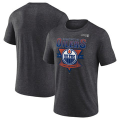 Edmonton Oilers Fanatics 2025 Stanley Cup Playoffs Crossbar Tri-Blend T-Shirt Heather Charcoal