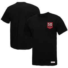 Tampa Bay Buccaneers Women's 50th Anniversary Shield Oversized Boyfriend T-Shirt - Black discount