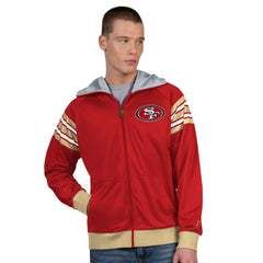 San Francisco 49ers Pro Player Helmet Full-Zip Hooded Track Jacket - Scarlet/Gold online