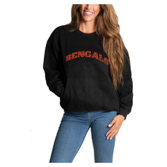 Cincinnati Bengals Cuce Women's Chenille Jeweled Sweatshirt - Black on sale
