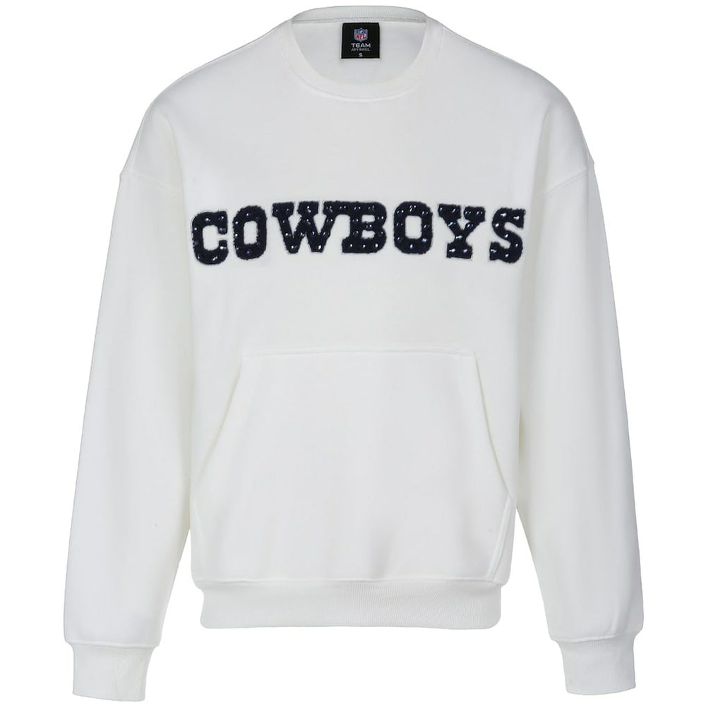 Dallas Cowboys Cuce Women's Chenille Jeweled Sweatshirt - White online