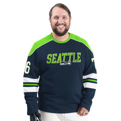 Seattle Seahawks G-III Sports by Carl Banks Adaptive Lord Stanley Crewneck Sweatshirt - College Navy on sale