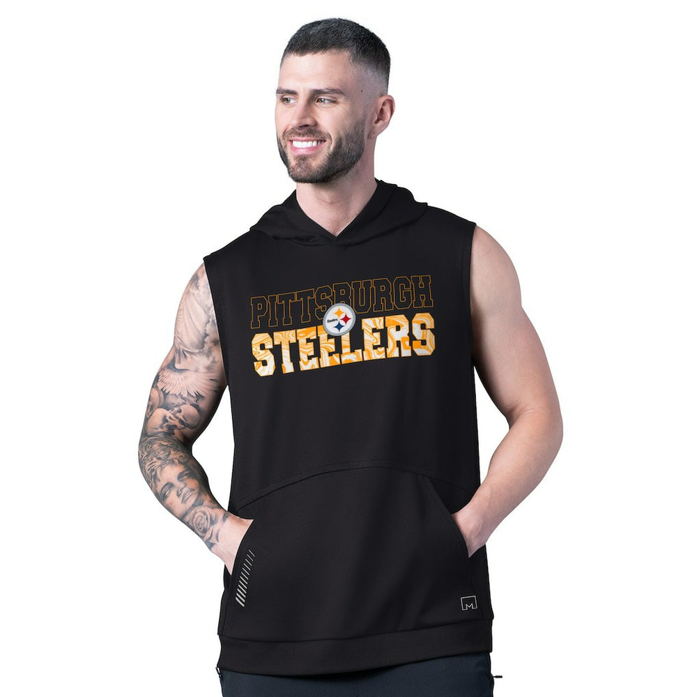 Pittsburgh Steelers MSX by Michael Strahan Tri-Blend Rebound Sleeveless Hoodie - Black discount