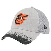 Baltimore Orioles Visor Paint Splatter 39THIRTY Flex Hat - Gray | New Era