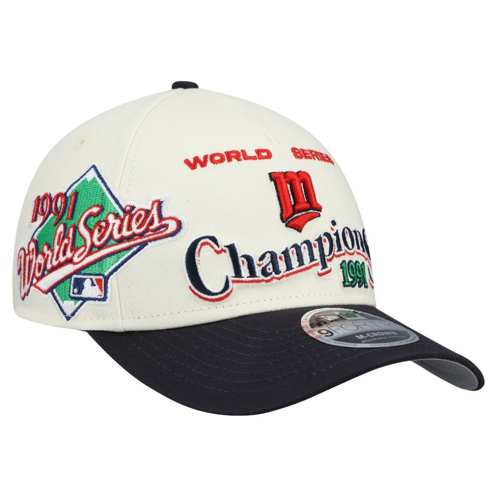 Minnesota Twins World Series 9FORTY M-Crown Adjustable Hat - Cream/Navy | New Era