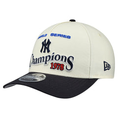 New York Yankees World Series 9FORTY M-Crown A-Frame Adjustable Hat - Cream/Navy | New Era