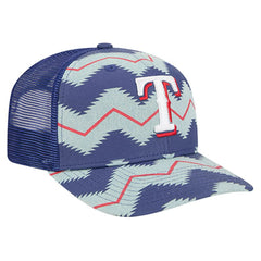 Texas Rangers Aztec Denim 9SEVENTY Adjustable Hat - Denim/Royal | New Era