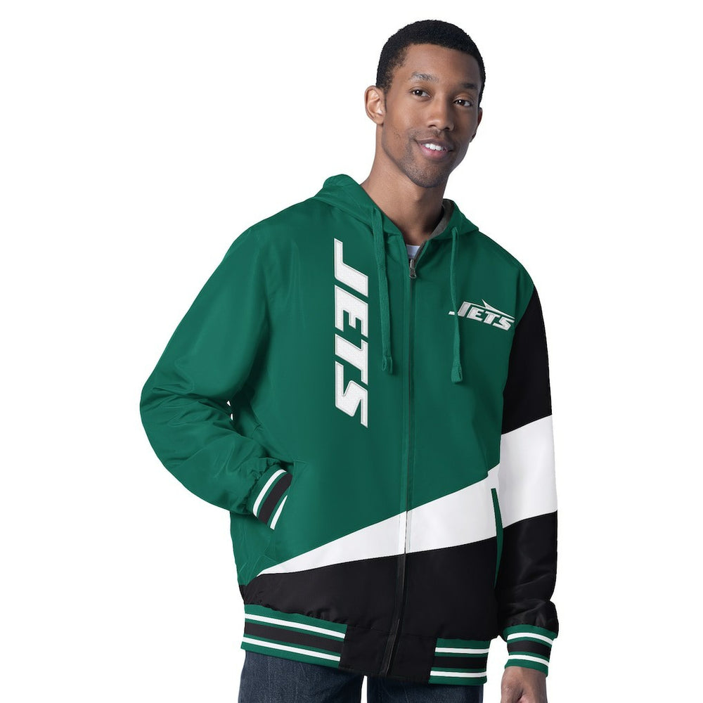 New York Jets G-III Sports by Carl Banks Dual Threat Reversable Full-Zip Hooded Jacket - Green/Charcoal outlet