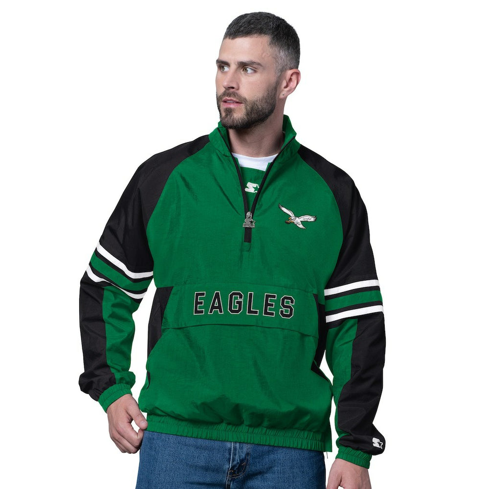 Philadelphia Eagles Starter Vintage Logo Prospect Half-Zip Pullover - Kelly Green cheap