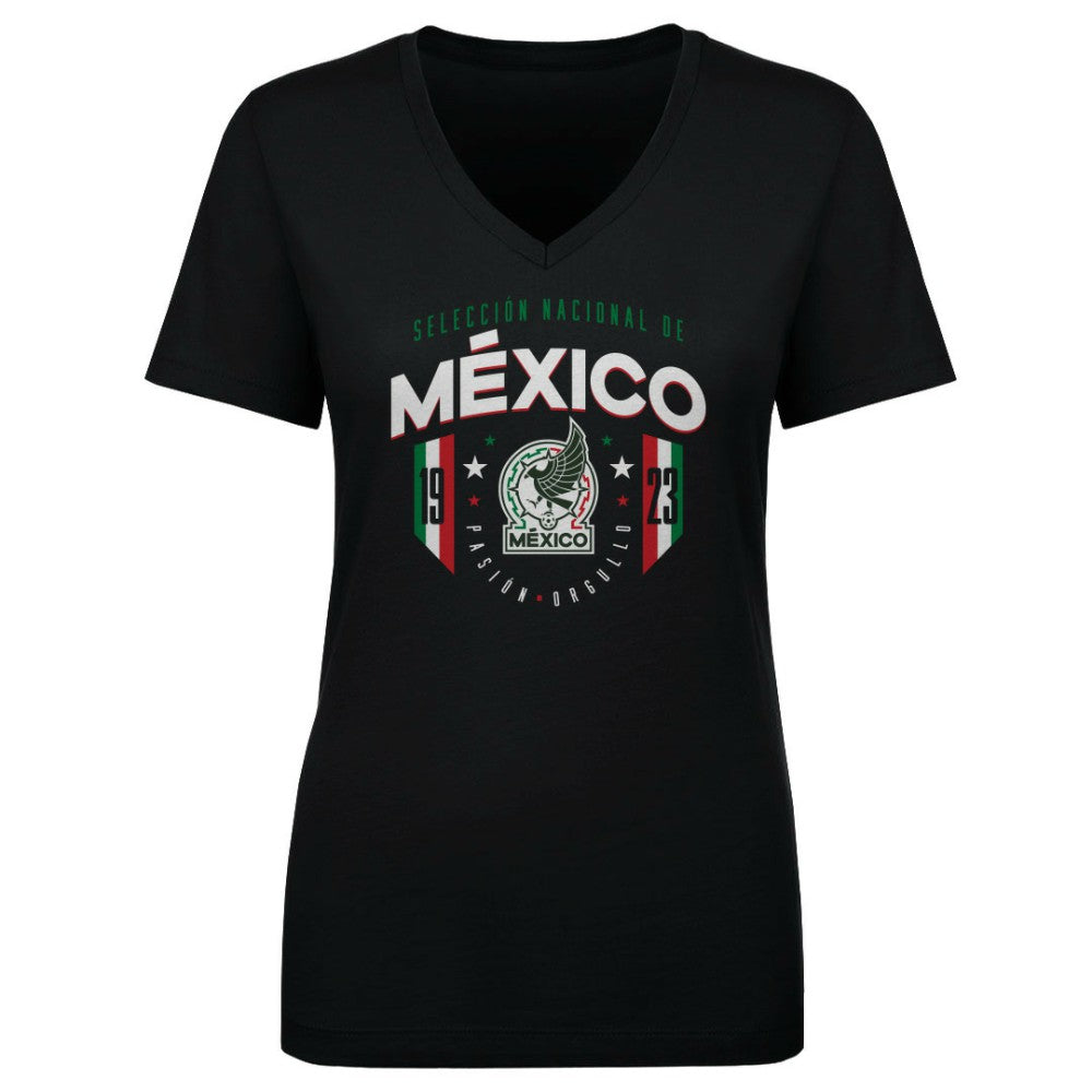 Mexico National Team 500 Level Women's V-Neck T-Shirt - Black discount