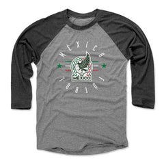 Mexico National Team 500 Level Unisex Futbol Raglan 3/4-Sleeve Baseball T-Shirt - Black/Heather Gray sale