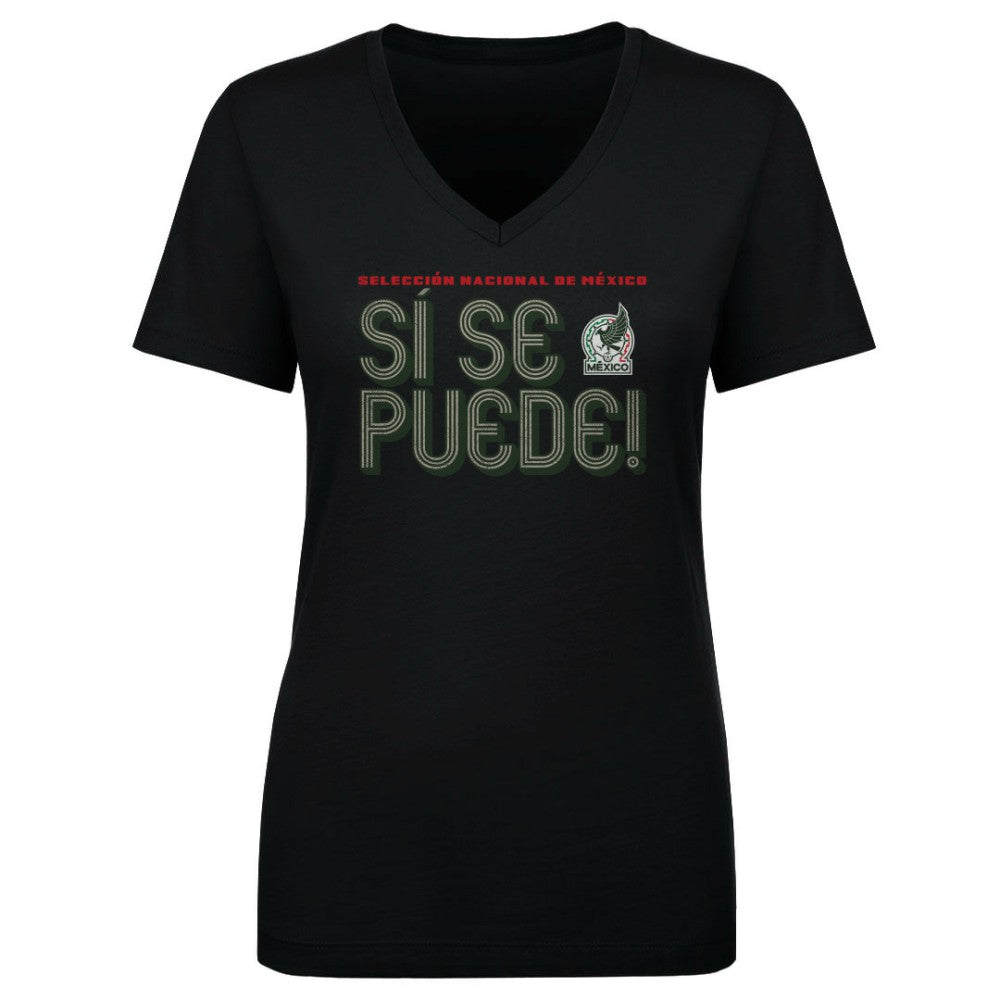 Mexico National Team 500 Level Women's Si Se Puede Inline Bold V-Neck T-Shirt - Black for sale