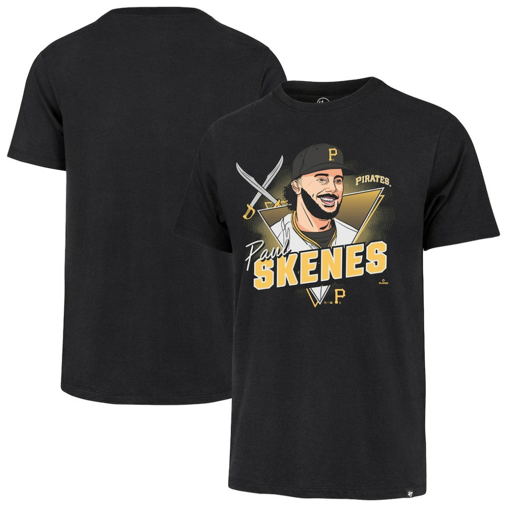 Paul Skenes Pittsburgh Pirates Player Caricature Franklin T-Shirt - Black | 47 brand