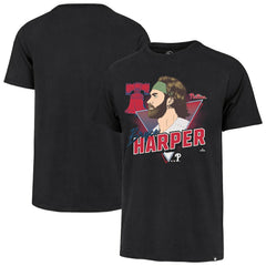 Bryce Harper Philadelphia Phillies Player Caricature Franklin T-Shirt - Black | 47 brand