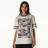 Baltimore Ravens The Wild Collective Women's Vintage Drop Shoulder Oversized Boyfriend T-Shirt - Cream on sale