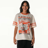 Cleveland Browns The Wild Collective Women's Vintage Drop Shoulder Oversized Boyfriend T-Shirt - Cream outlet