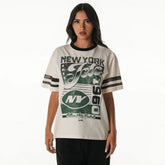 New York Jets The Wild Collective Women's Vintage Drop Shoulder Oversized Boyfriend T-Shirt - Cream on sale