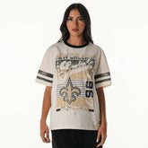 New Orleans Saints The Wild Collective Women's Vintage Drop Shoulder Oversized Boyfriend T-Shirt - Cream on sale