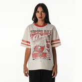 Tampa Bay Buccaneers The Wild Collective Women's Vintage Drop Shoulder Oversized Boyfriend T-Shirt - Cream for sale