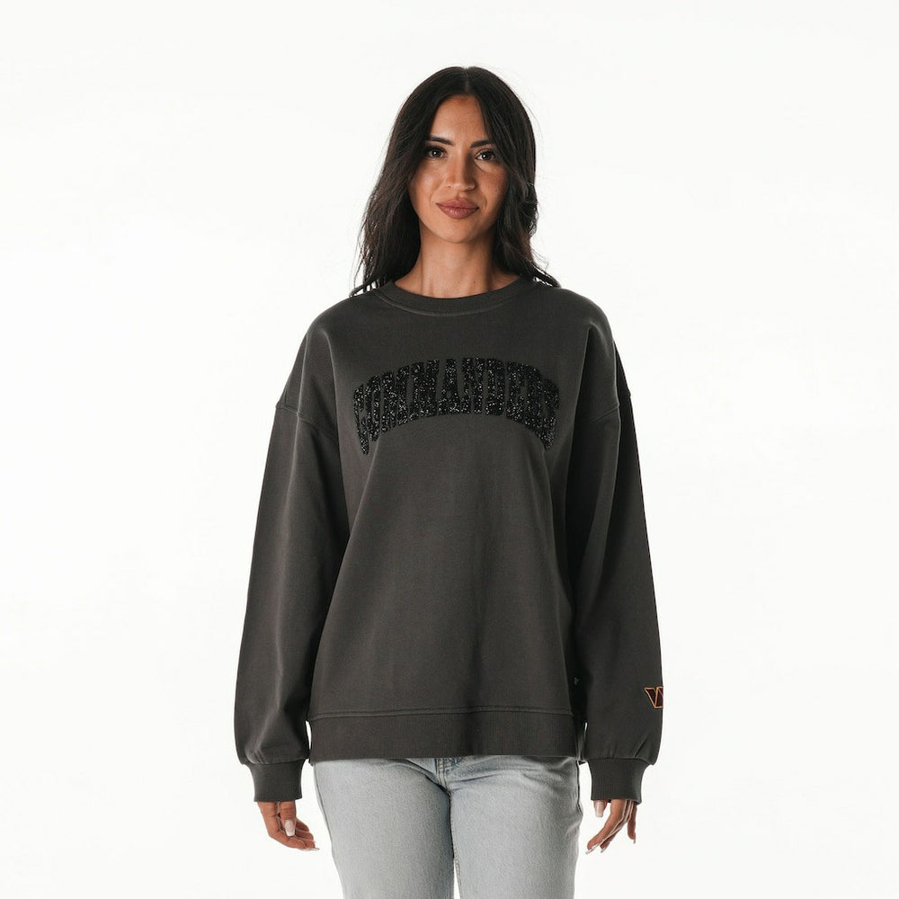 Washington Commanders The Wild Collective Women's Rock Crystal Oversized Crewneck Sweatshirt - Charcoal discount
