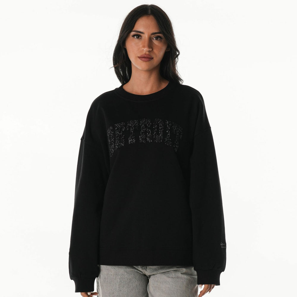 Detroit Lions The Wild Collective Women's Rock Crystal Oversized Crewneck Sweatshirt - Black outlet