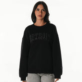 Detroit Lions The Wild Collective Women's Rock Crystal Oversized Crewneck Sweatshirt - Black outlet