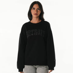 Detroit Lions The Wild Collective Women's Rock Crystal Oversized Crewneck Sweatshirt - Black outlet