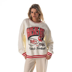 Kansas City Chiefs The Wild Collective Women's Oversized Vintage French Terry Sweatshirt - Cream cheap