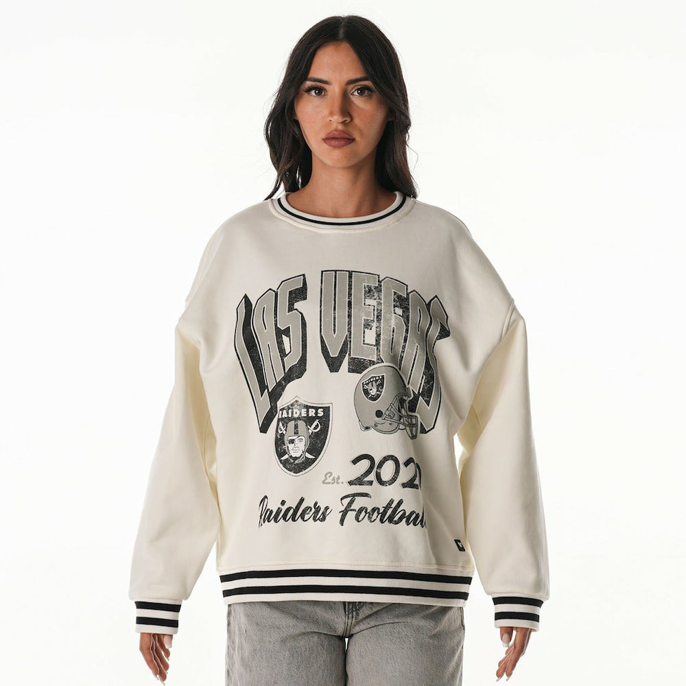 Las Vegas Raiders The Wild Collective Women's Oversized Vintage French Terry Sweatshirt - Cream online