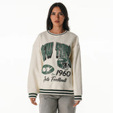 New York Jets The Wild Collective Women's Oversized Vintage French Terry Sweatshirt - Cream sale