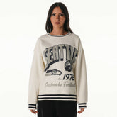 Seattle Seahawks The Wild Collective Women's Oversized Vintage French Terry Sweatshirt - Cream discount