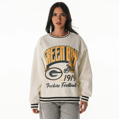 Green Bay Packers The Wild Collective Women's Oversized Vintage French Terry Sweatshirt - Cream online