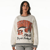 Cincinnati Bengals The Wild Collective Women's Oversized Vintage French Terry Sweatshirt - Cream for sale